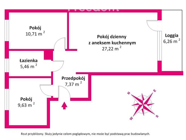 3 pokoje - 60,39 m², 1 piętro , loggia , garaż