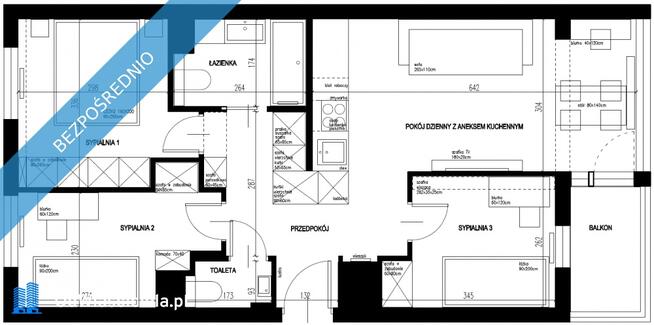 Mieszkanie 4 pokojowe 63.5m2 metro Kabaty bezposrednio