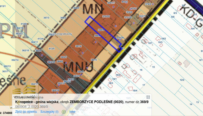 Działka budowlana Zemborzyce Podleśne gm. Konopnica,