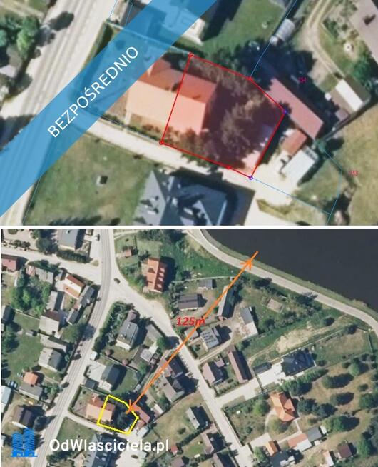 Mały bliźniak, z garażem, nad zalewem.