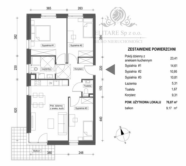 Mieszkanie 4pok, 76,07m2 z bakonem 9,17m2 / Brochów Wrocław