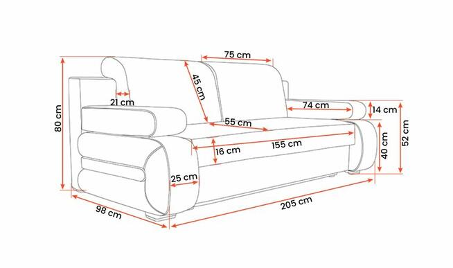 Sofa TIGRA 3-osobowa, rozkładana