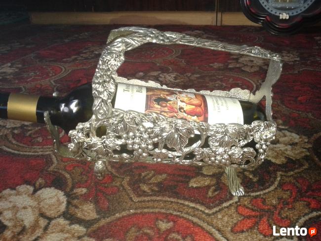 Stojak na wino posrebrzany vintage Winogrono