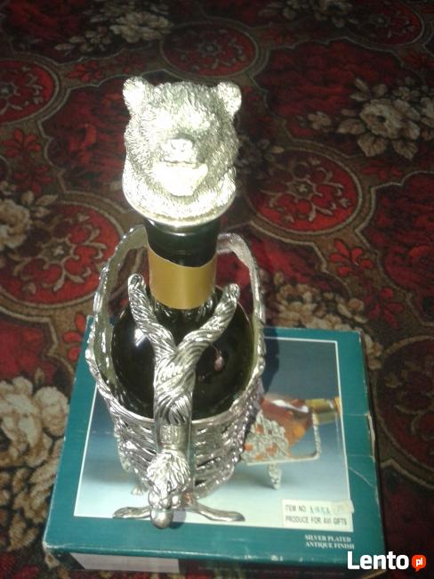 Stojak na wino posrebrzany vintage Winogrono