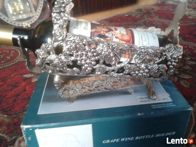 Stojak na wino posrebrzany vintage Winogrono