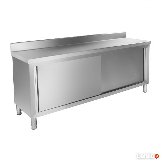 Stół gastronomiczny z szafką 200x60cm rant stal nierdzewna