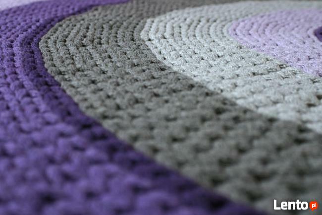 Dywan chodnik ze sznurka bawełnianego fiolet szary śr.ok.104