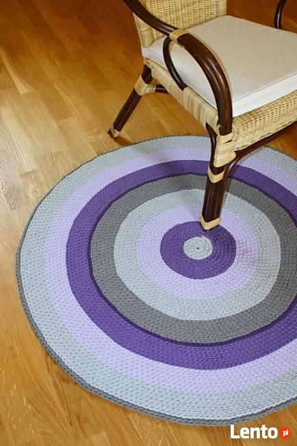 Dywan chodnik ze sznurka bawełnianego fiolet szary śr.ok.104
