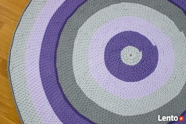 Dywan chodnik ze sznurka bawełnianego fiolet szary śr.ok.104