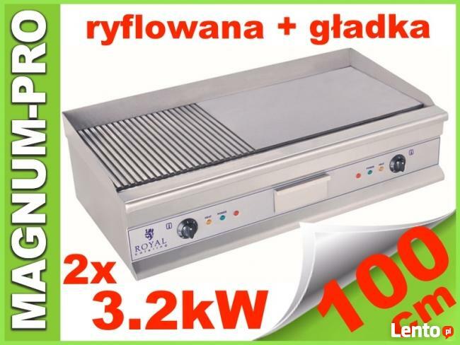 Elektryczna płyta grillowa 100cm ryflowana gładka