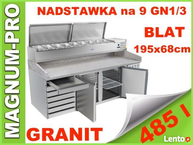 Stół chłodniczy 200x80cm granit nadstawa lodówka szuflady