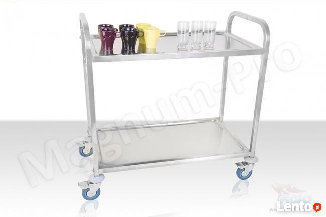 Wózek kelnerski 2 półki hamulce stal nierdzewna
