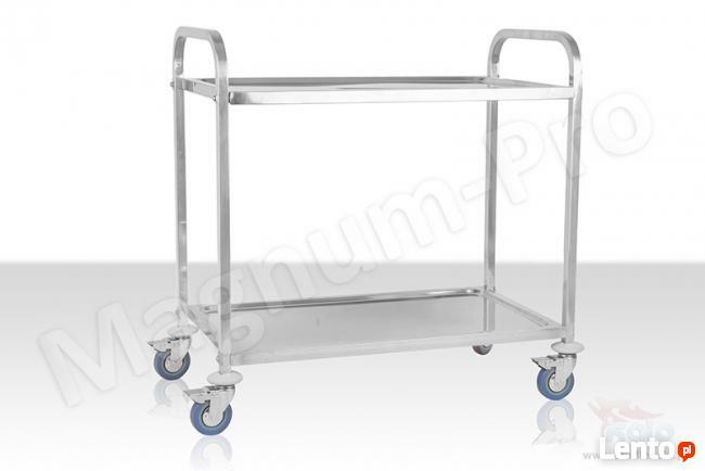 Wózek kelnerski 2 półki hamulce stal nierdzewna