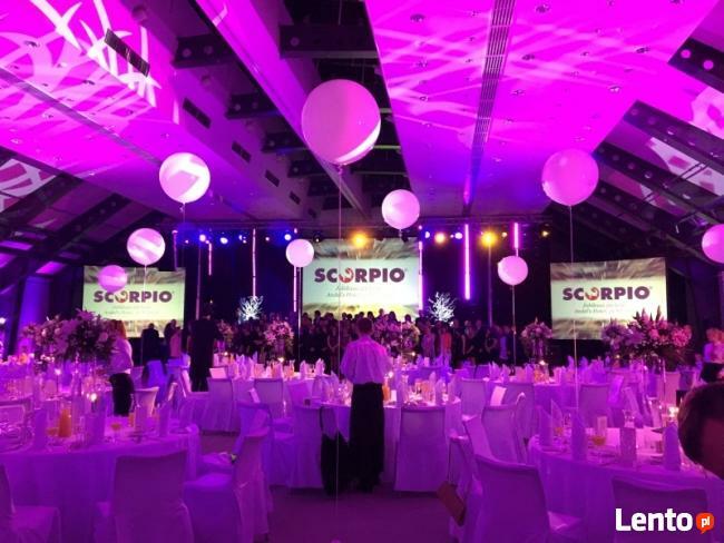 Oświetlenie sali na wesele, dekoracja światłem łódź