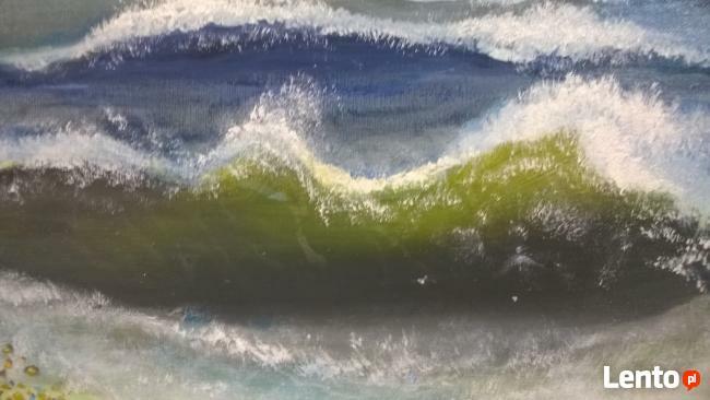 Pejzaż morski namalowany akrylem na płótnie .