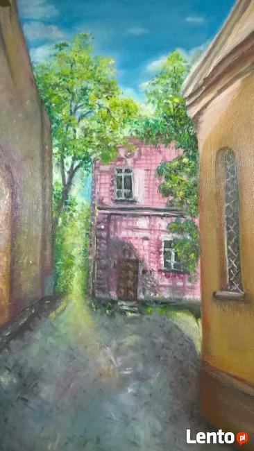 Obraz starej poczty w Suwałkach.