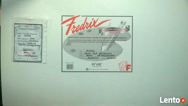 Pejzaż morski namalowany akrylem na płótnie .