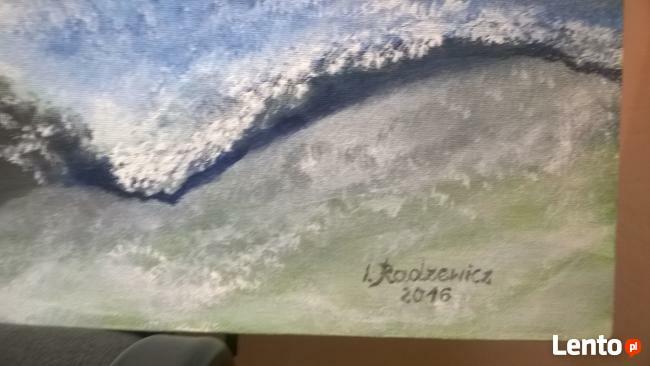 Pejzaż morski namalowany akrylem na płótnie .