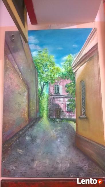 Obraz starej poczty w Suwałkach.