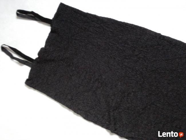 Czarna Sukienka Tuba Gnieciona HIT 38 M Ołówkowa