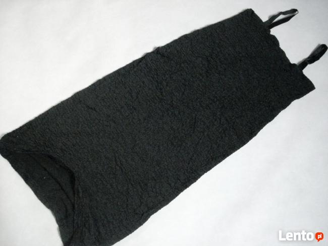 Czarna Sukienka Tuba Gnieciona HIT 38 M Ołówkowa