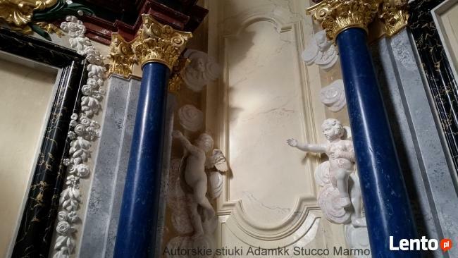 Szlachetne wyprawy ścienne imitujące marmur, granit.