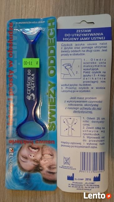 Czyścik do języka z uchwytem na nić dentystyczną