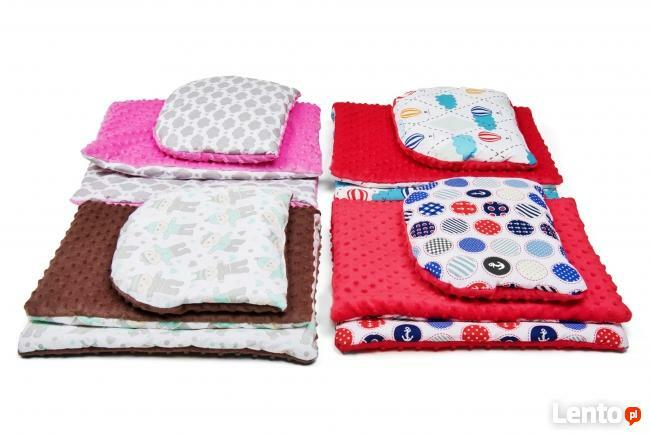 Kocyk i poduszeczka Minky komplet rózne wzory 100x75