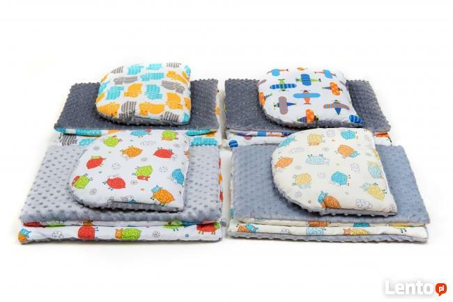 Kocyk i poduszeczka Minky komplet rózne wzory 100x75