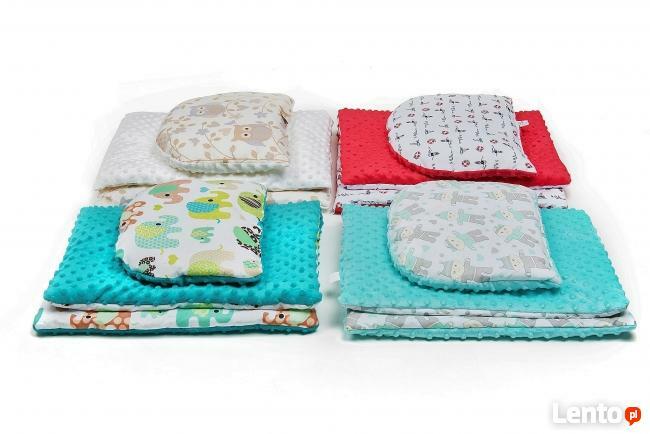 Kocyk i poduszeczka Minky komplet rózne wzory 100x75