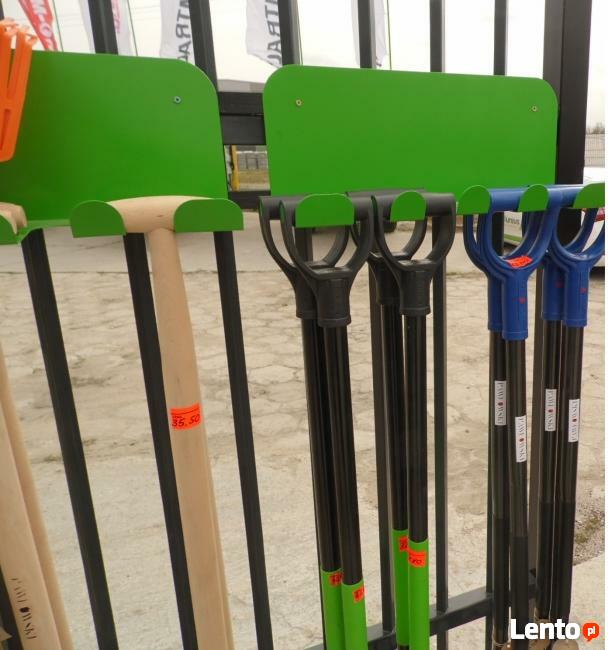 Wieszak stalowy na łopaty, grabie do garażu na działkę.