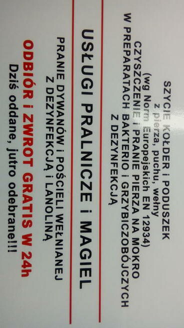Szycie Kołder i Poduszek Czyszczenie Pierza, Puchu i Wełny