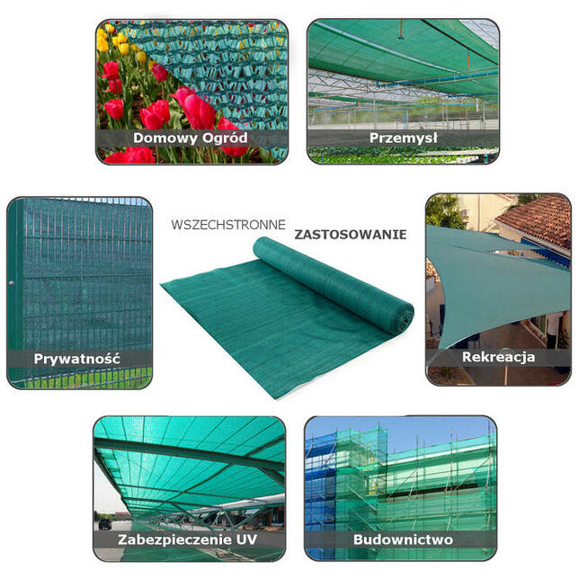 SIATKA cieniująca dzianina 90% cień 1,5x25 + opaski 200szt