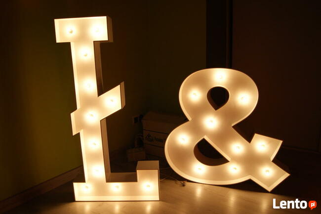 Litery z żarówkami, cyfry napis retro led LOVE