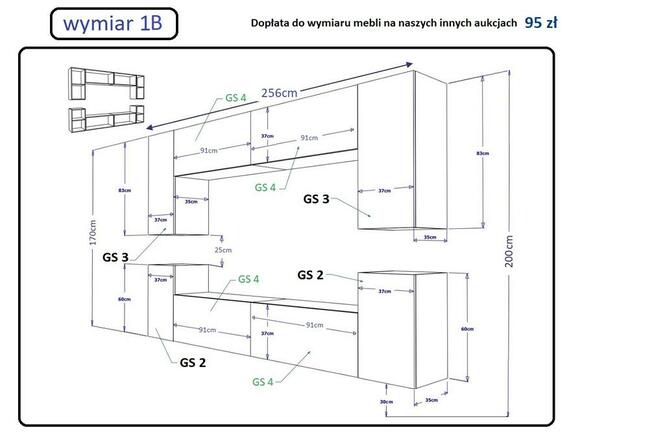 Nowoczesna meblościanka BERG C1 meble do salonu w macie LED