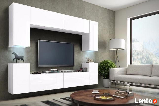 Nowoczesna meblościanka BERG C1 meble do salonu w macie LED