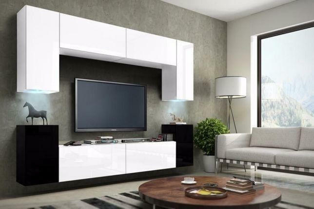 Nowoczesna meblościanka BERG C1 meble do salonu w macie LED