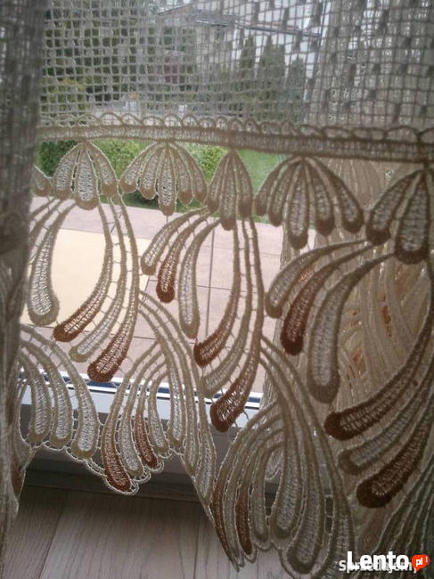 Firana siatka ecru +gipiura 100-115x230 ,firanka