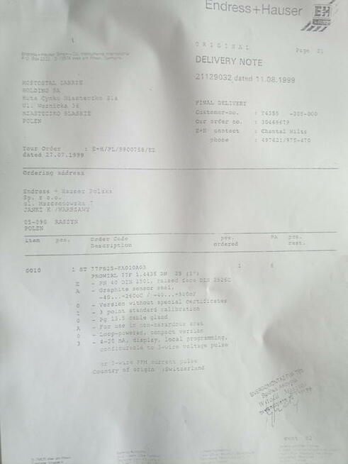 Przepływomierz wirowy Endress+Hauser Prowirl 77