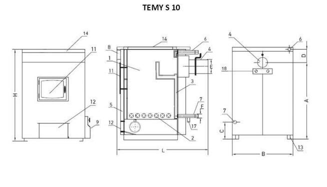 Kuchnia węglowa c.o. - kocioł c.o. Temy ES-10