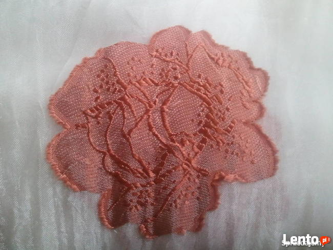 Firana organtyna krem kresz 300cm,firanka kwiaty atłas