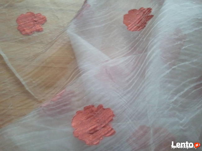 Firana organtyna krem kresz 300cm,firanka kwiaty atłas