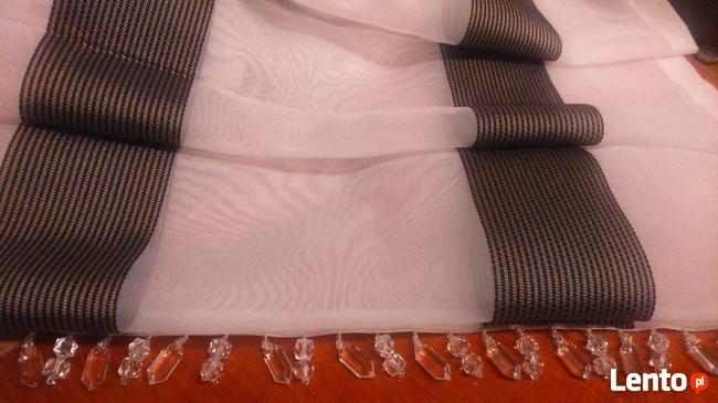 Firana woal z organtyną biały 290cm,firanka pasy fiolet, brąz