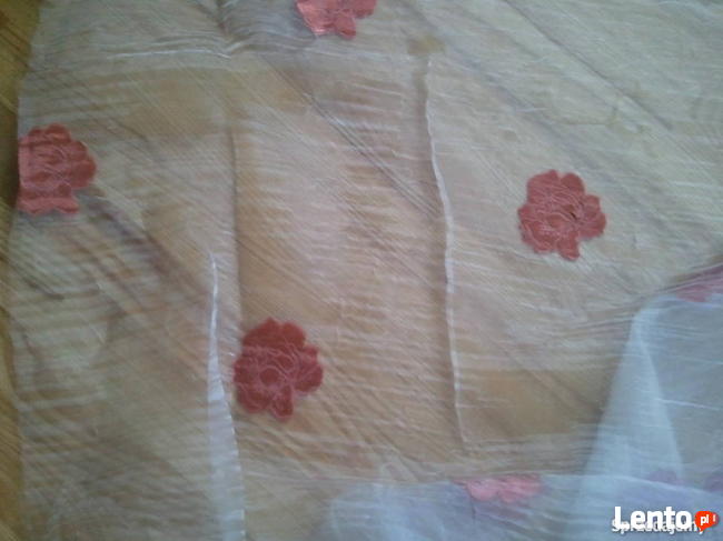 Firana organtyna krem kresz 300cm,firanka kwiaty atłas