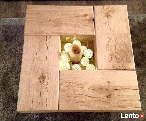 Stolik Kawowy dębowy - Lite drewno dębowe, Klasyczne wykonan