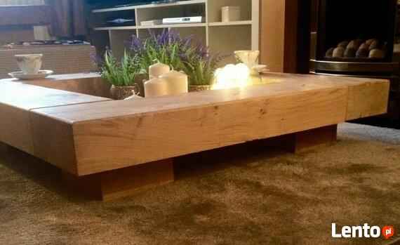 Stolik Kawowy dębowy - Lite drewno dębowe, Klasyczne wykonan