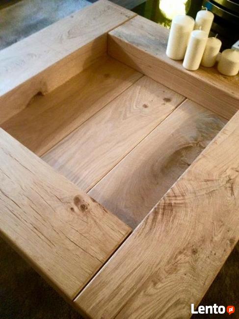 Stolik Kawowy dębowy - Lite drewno dębowe, Klasyczne wykonan