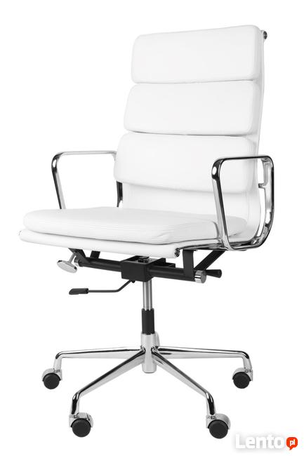 Białe krzeslo biurowe - skóra