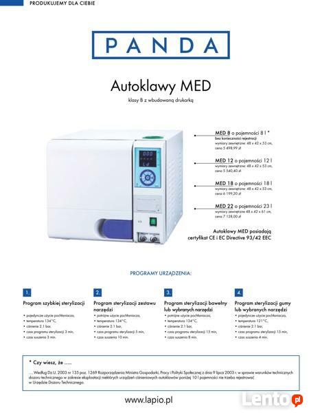 Autoklaw Panda Trzebnica MED12 Klasa B z drukarką 12L