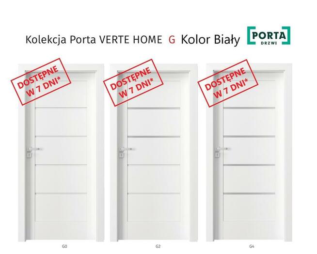 Drzwi PORTA Verte Home model G w kolorze białym Wewnętrzne